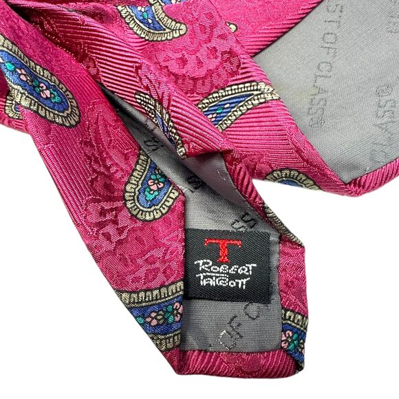 Robert Talbott Best of Class Silk Necktie Pink Paisley Made in USA 59” - Picture 6 of 7